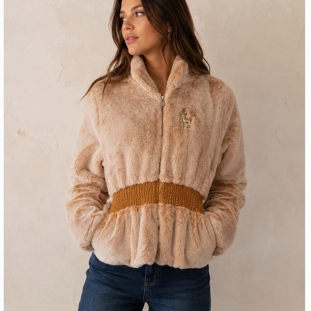 Aratta Golden Tan Faux Fur Jacket NWT Small
